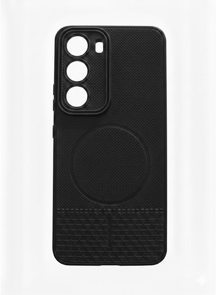 Shockproof Protective Case for  Infinix Hot 60 Pro Plus, Slim Matte Carbon Fiber Texture Back Cover with Camera Protection & Anti-Fingerprint Design -  Black (Non-Magnetic Design)